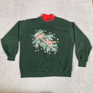 J Macinally's Bird Sweatshirt Women's Pullover Crew Neck Graphic Green XL